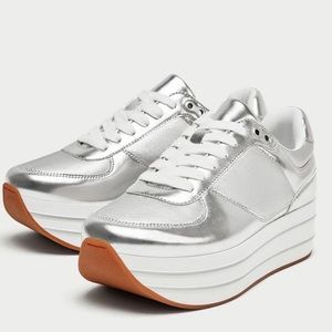 Retro silver ZARA platform sneakers